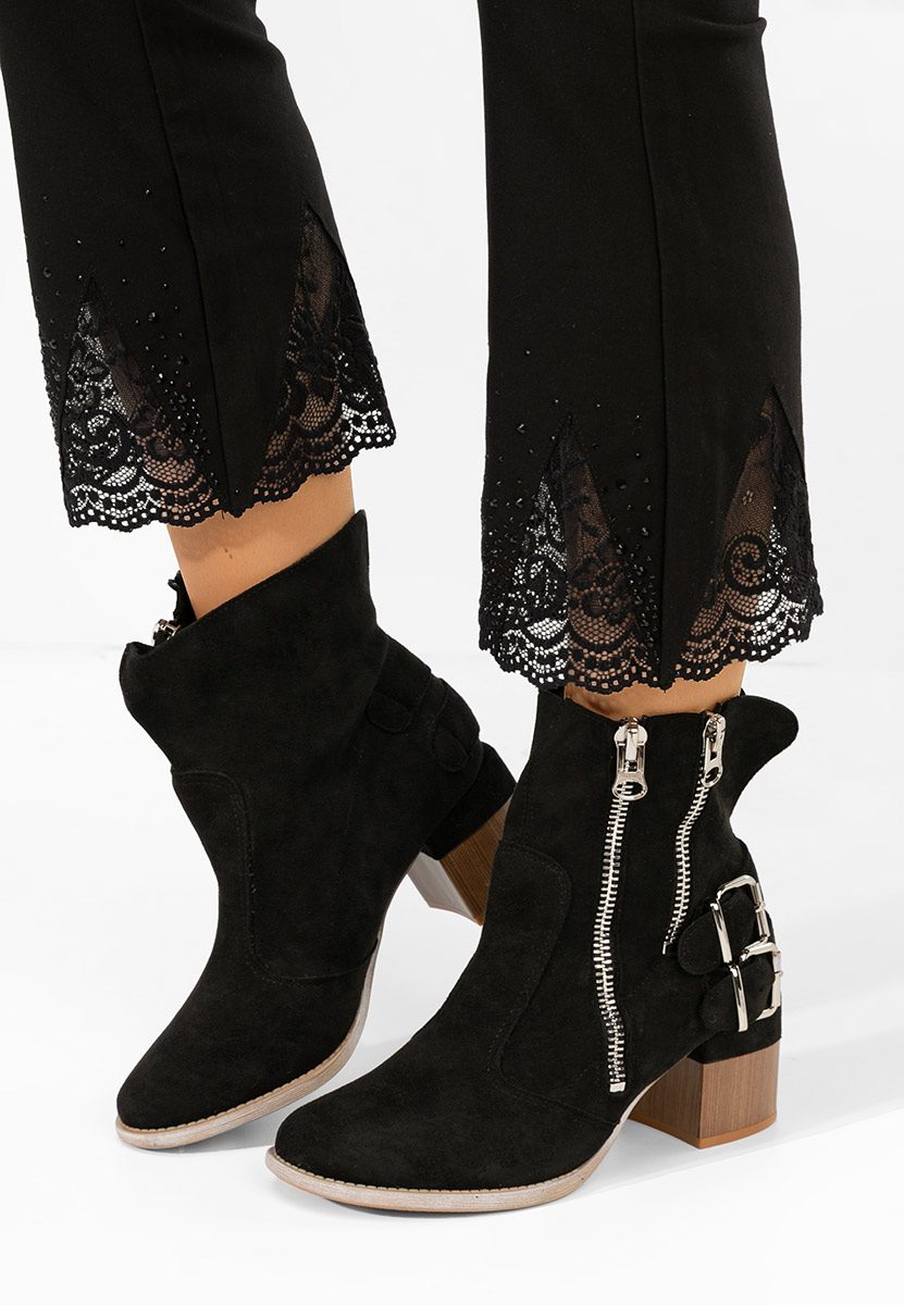 Czarne botki na słupku Laroya V6 Czarne botki na słupku Laroya V6