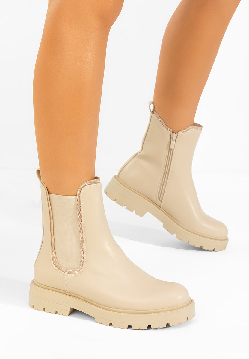 Beżowe botki chelsea Brisaya