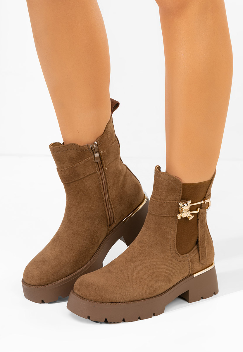 Brązowe botki płaskie Latashia