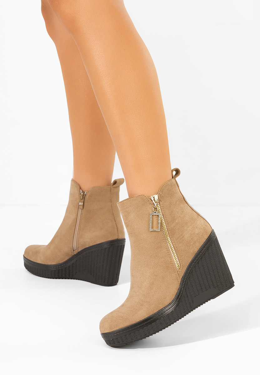 Khaki botki na koturnie Charlet V2