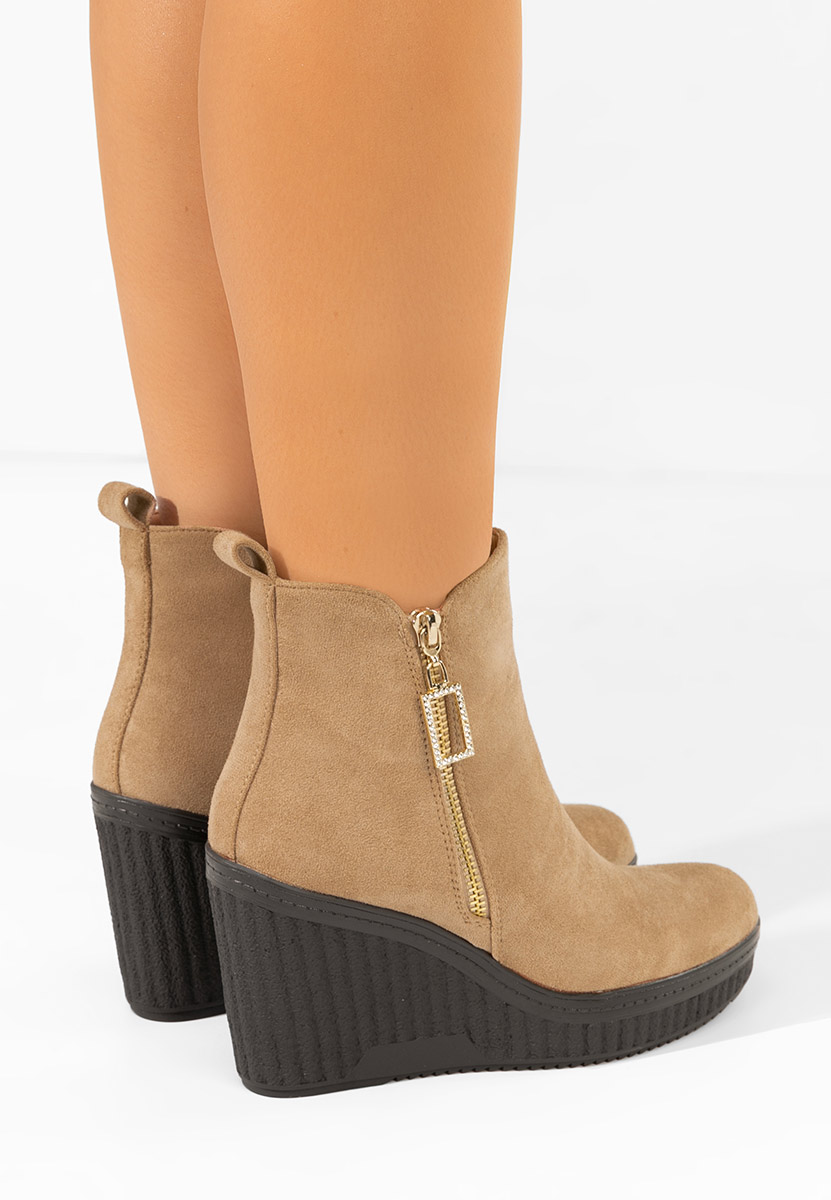 Khaki botki na koturnie Charlet V2