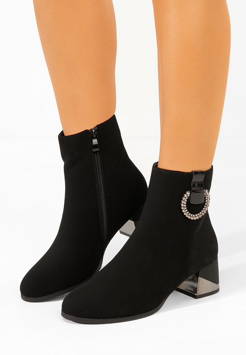 Czarne botki na słupku Lorivara V2