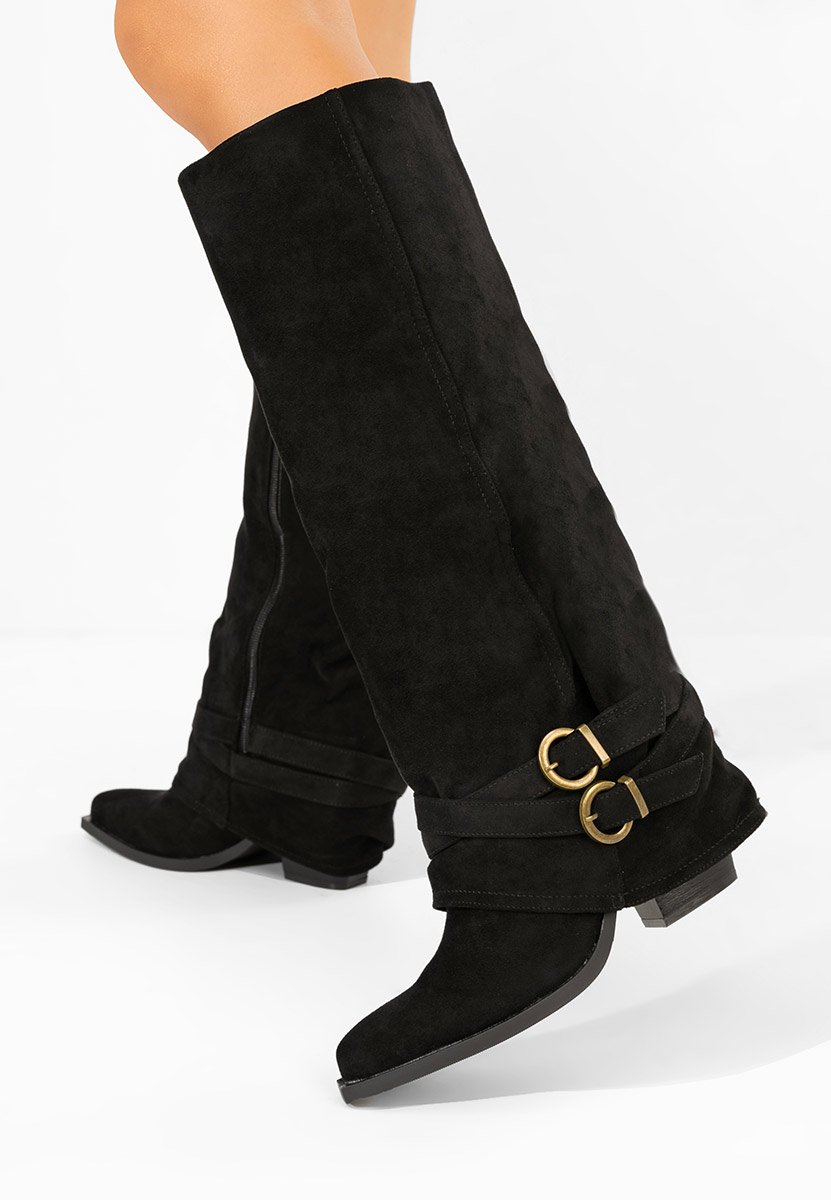 Czarne kozaki za kolano na słupku Vencilie