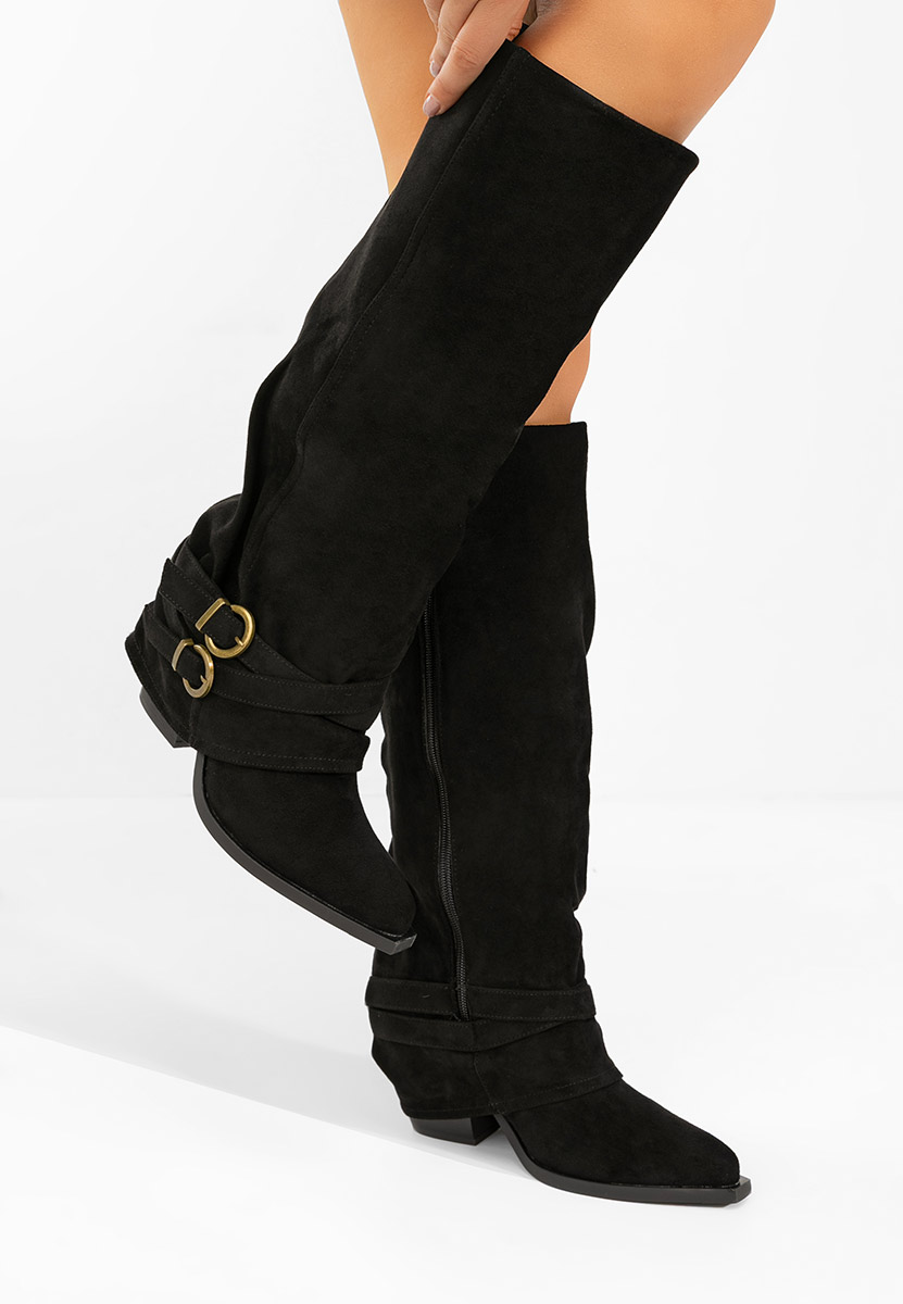 Czarne kozaki za kolano na słupku Vencilie