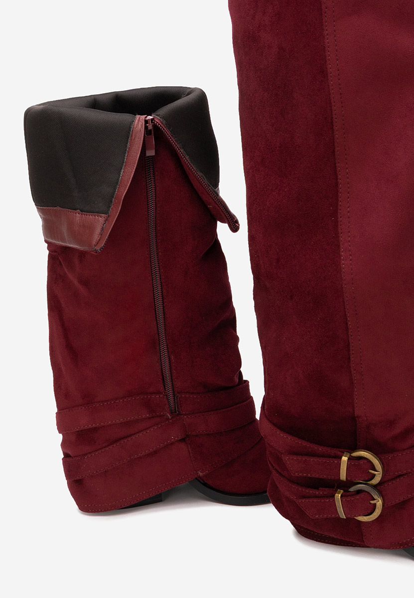 Bordowe kozaki za kolano na słupku Vencilie