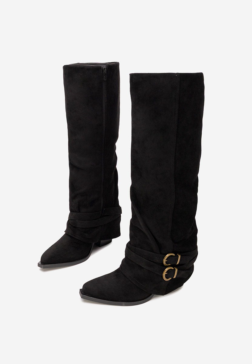 Czarne kozaki za kolano na słupku Vencilie