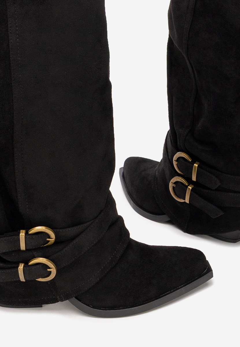 Czarne kozaki za kolano na słupku Vencilie