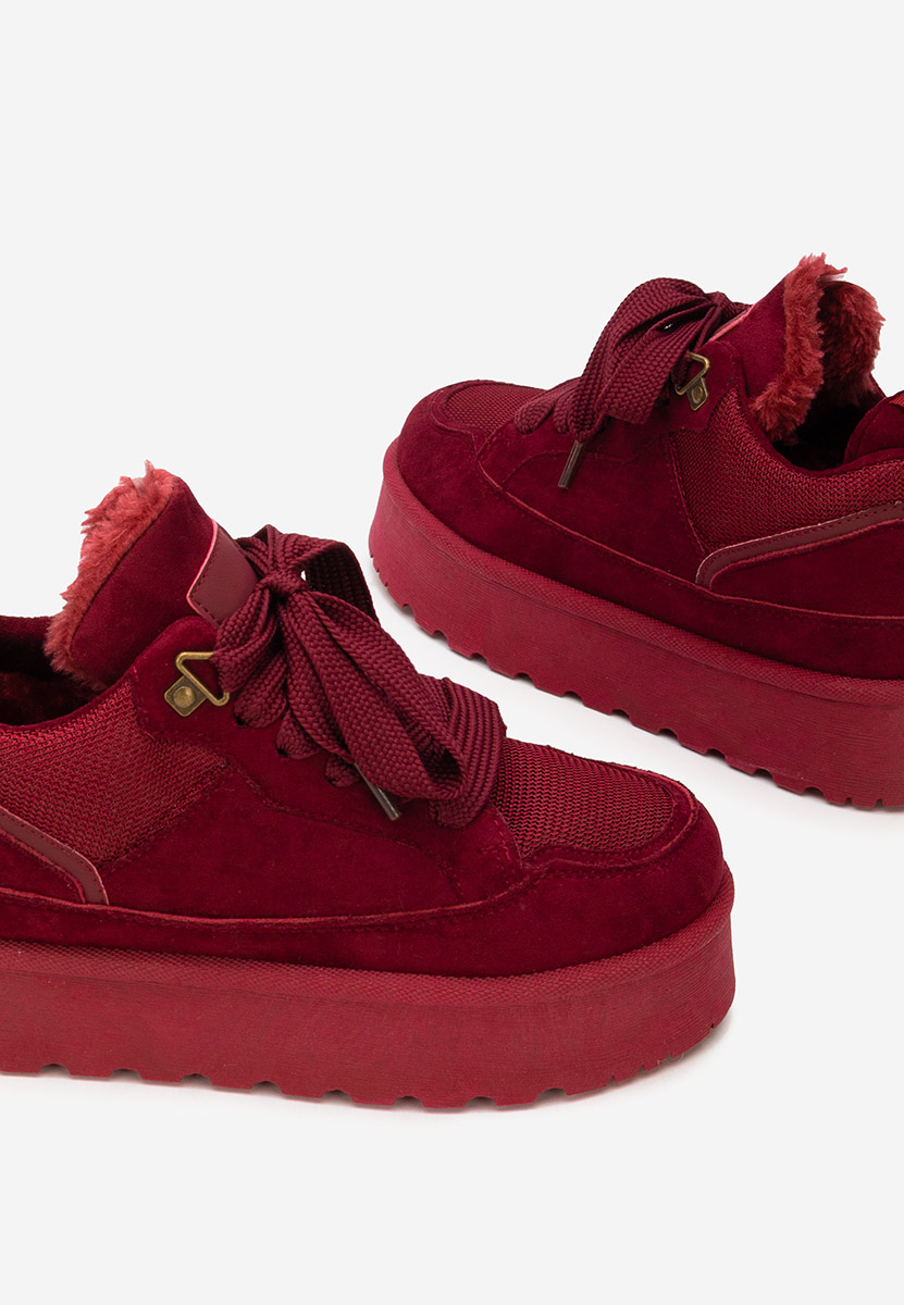 Bordowe sneakersy na platformie Isariel