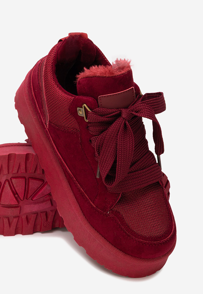 Bordowe sneakersy na platformie Isariel