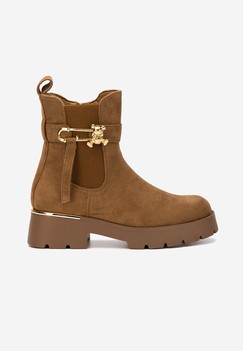 Brązowe botki płaskie Latashia