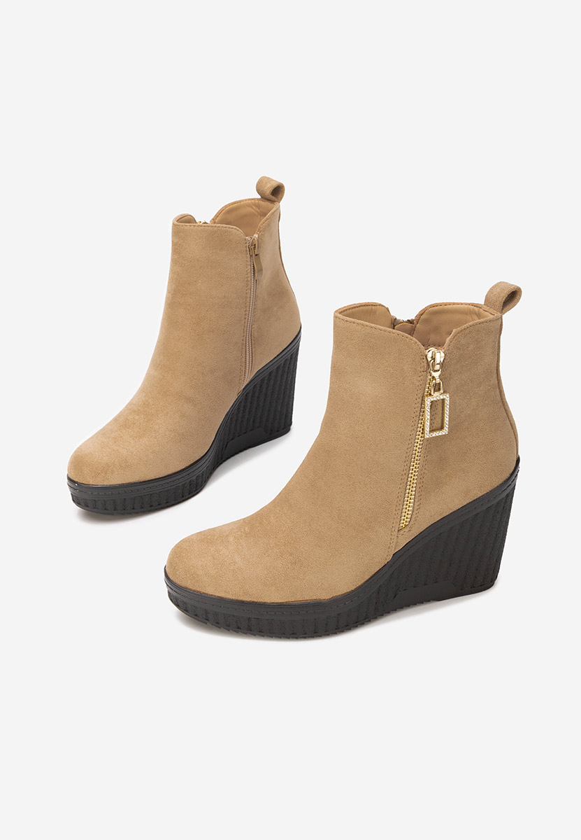 Khaki botki na koturnie Charlet V2