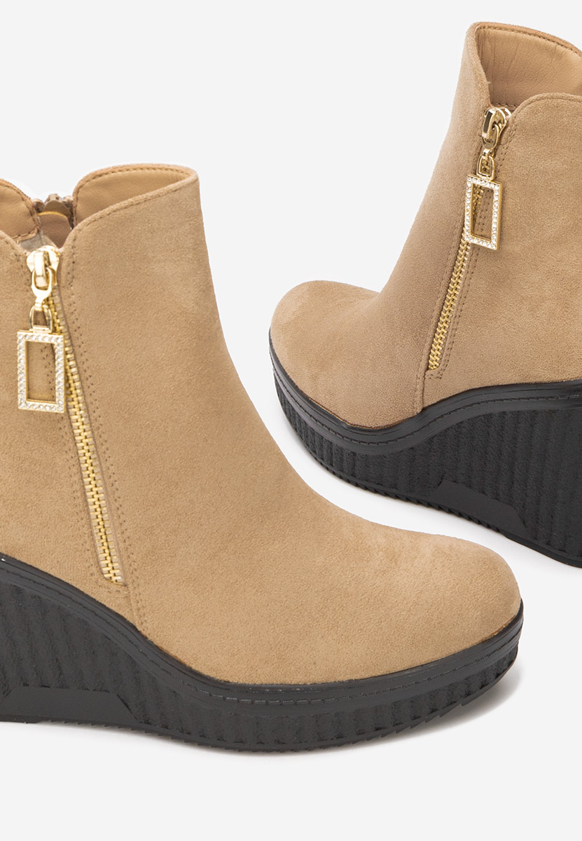 Khaki botki na koturnie Charlet V2