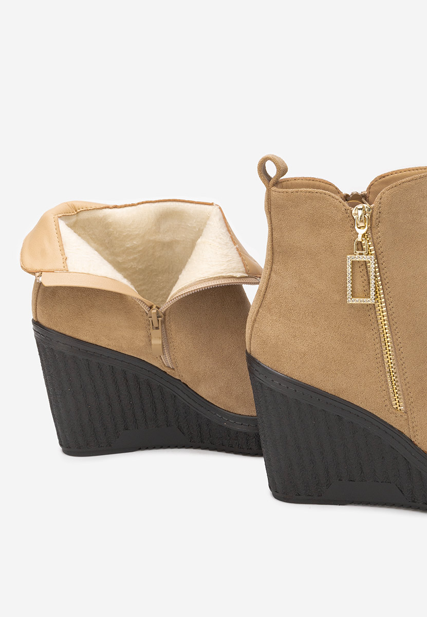 Khaki botki na koturnie Charlet V2