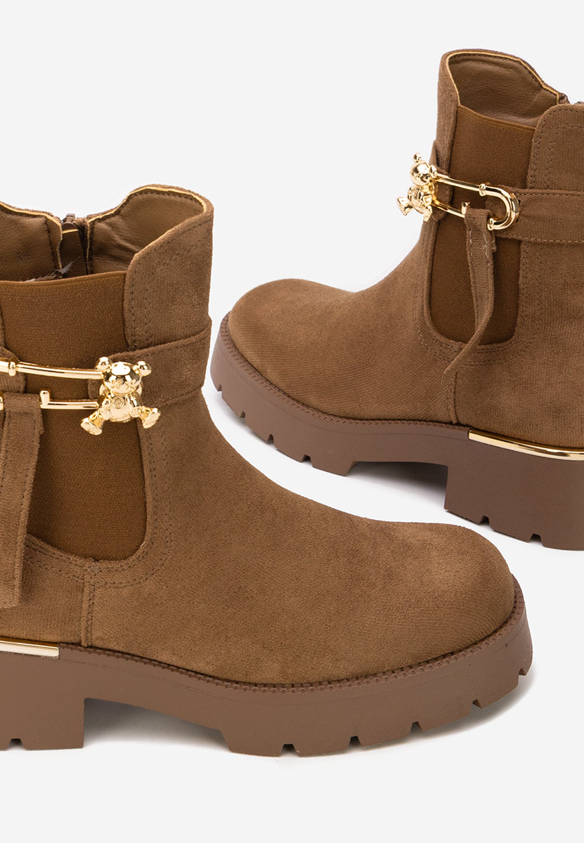 Brązowe botki płaskie Latashia