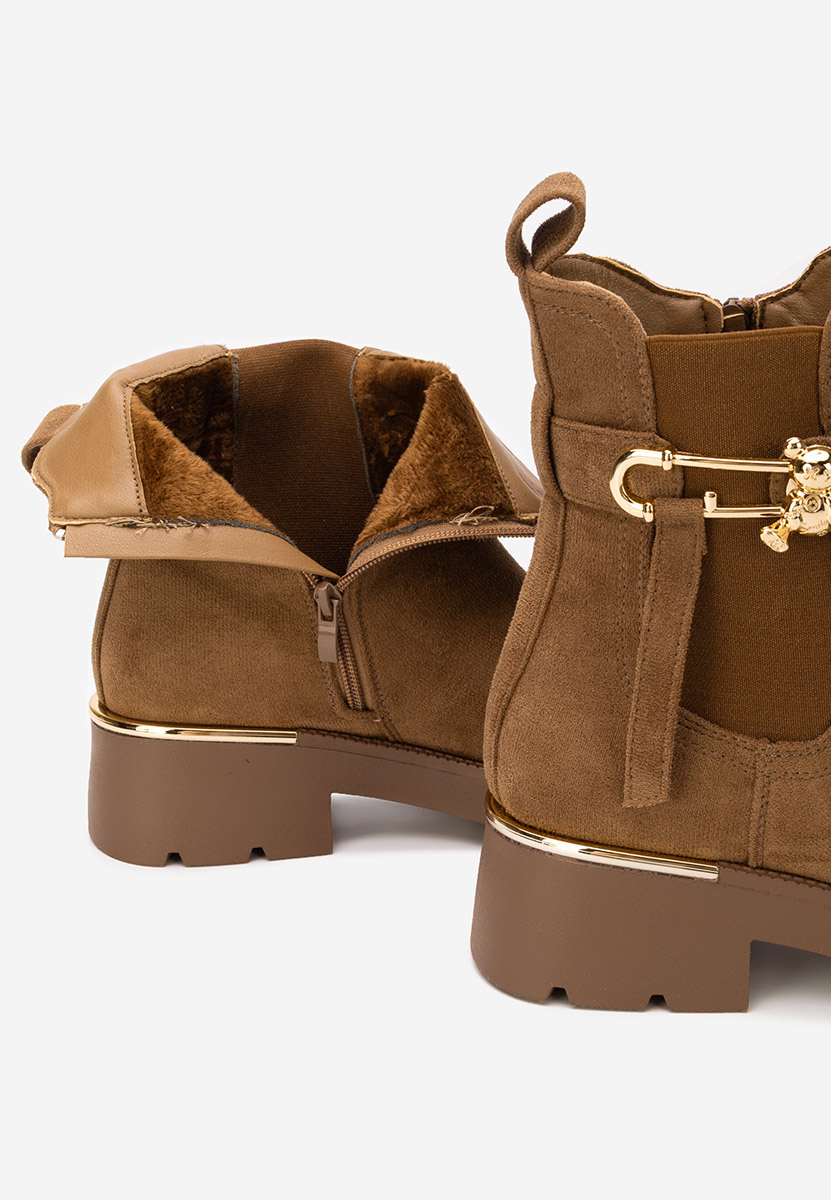 Brązowe botki płaskie Latashia