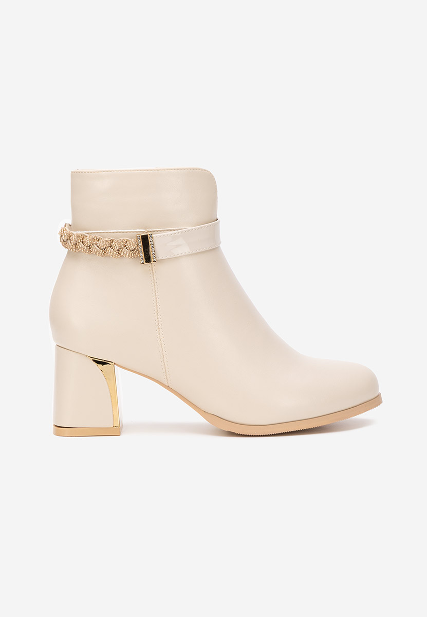 Beżowe botki na słupku Delivora