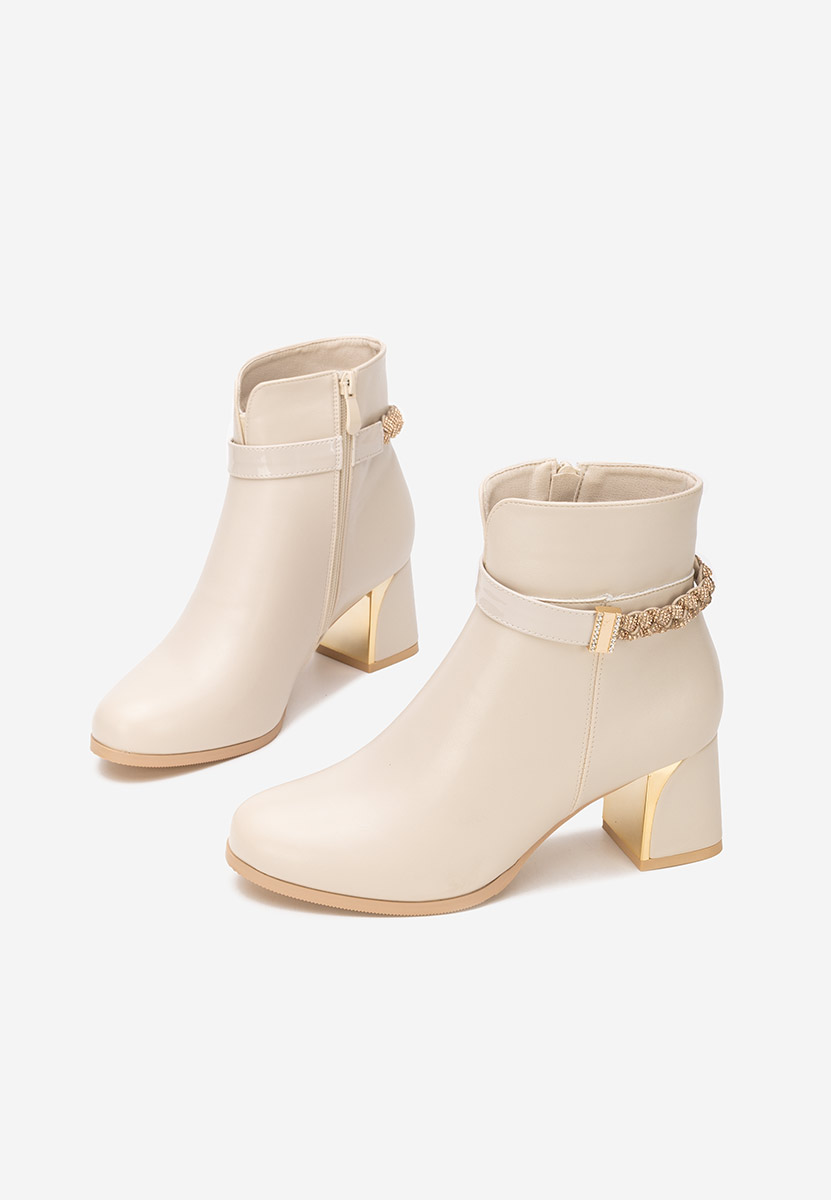 Beżowe botki na słupku Delivora