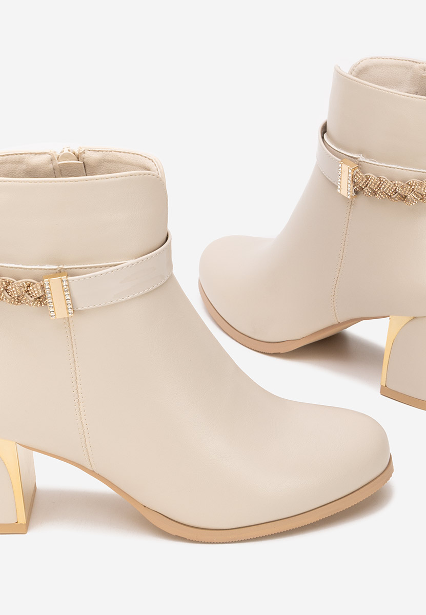 Beżowe botki na słupku Delivora