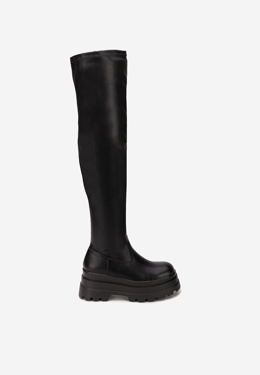 Czarne długie kozaki za kolano Melyna V2