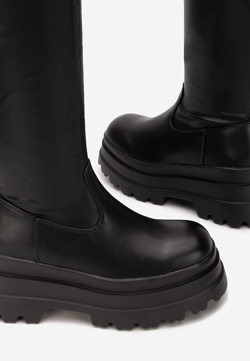 Czarne długie kozaki za kolano Melyna V2