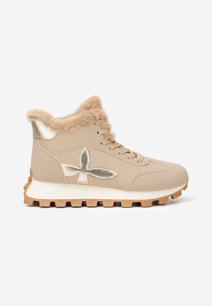 Khaki zimowe sneakersy damskie Ozia