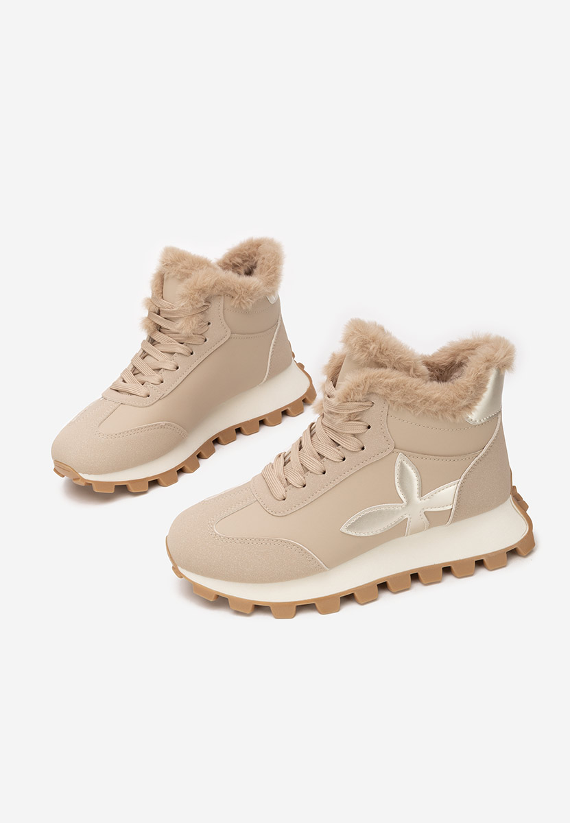 Khaki zimowe sneakersy damskie Ozia