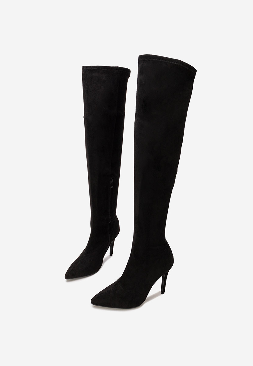 Czarne kozaki za kolano na szpilce Glorise Czarne kozaki za kolano na szpilce Glorise