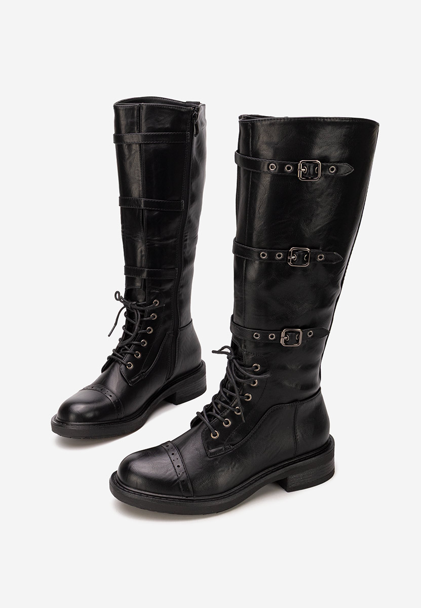 Czarne kozaki sznurowane Frosina Czarne kozaki sznurowane Frosina