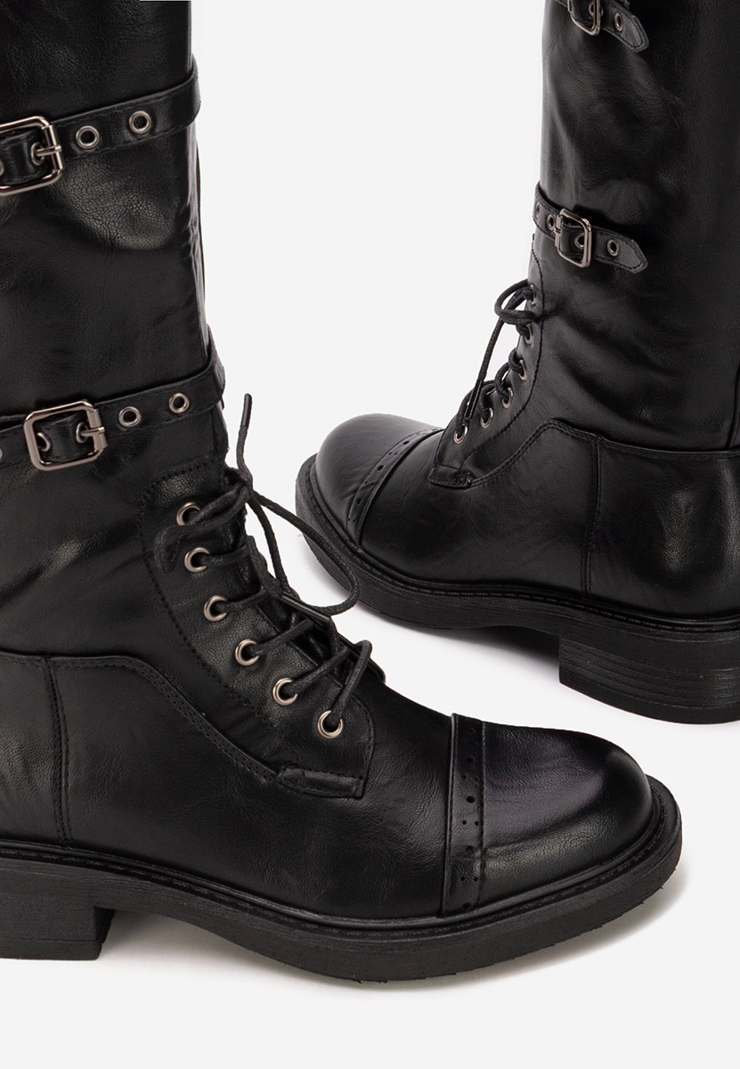 Czarne kozaki sznurowane Frosina Czarne kozaki sznurowane Frosina