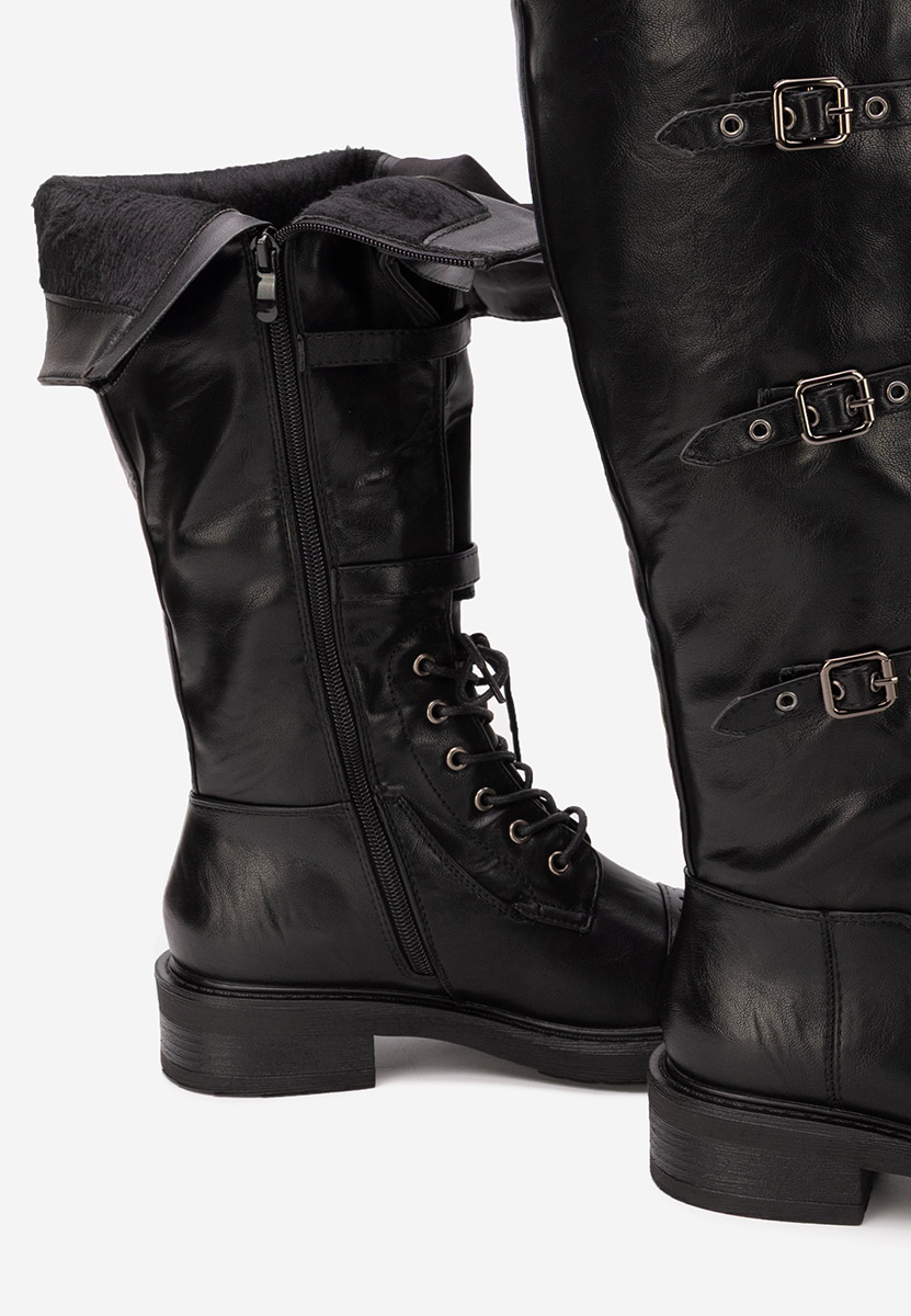 Czarne kozaki sznurowane Frosina Czarne kozaki sznurowane Frosina