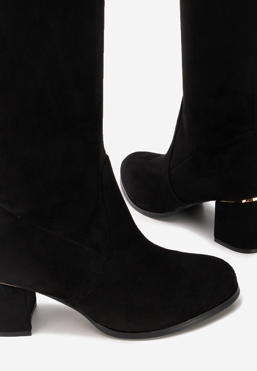 Czarne długie kozaki za kolano Anelissa