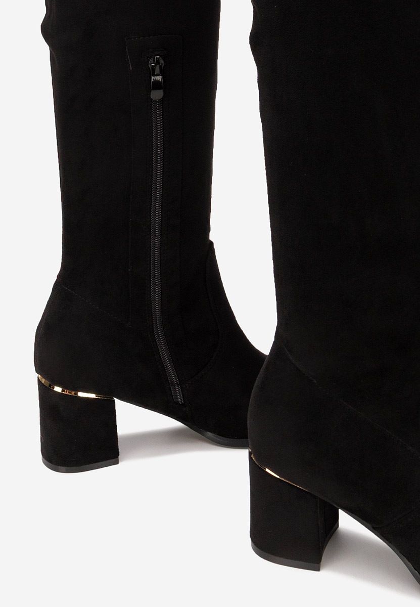 Czarne długie kozaki za kolano Anelissa