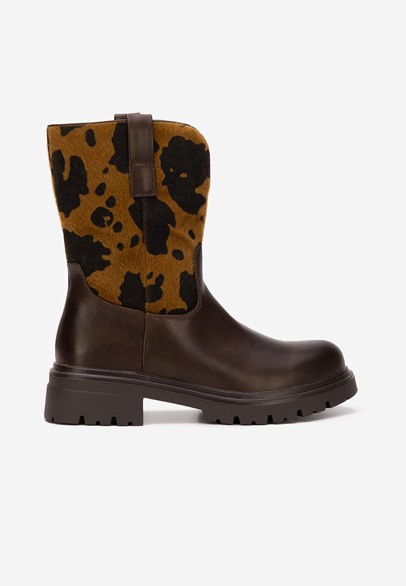 Brązowe botki płaskie Ediana Brązowe botki płaskie Ediana