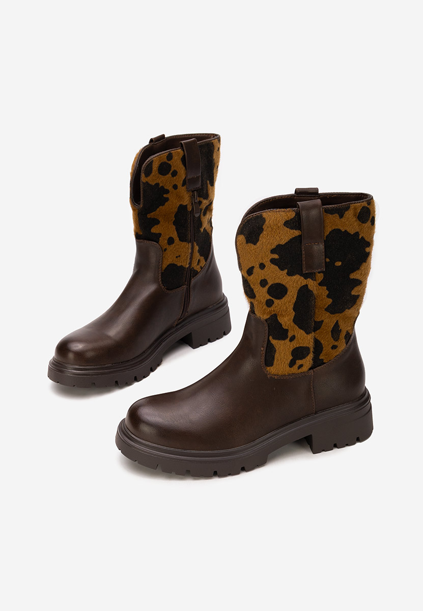 Brązowe botki płaskie Ediana Brązowe botki płaskie Ediana