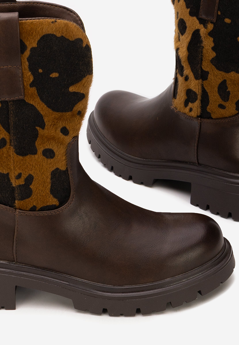 Brązowe botki płaskie Ediana Brązowe botki płaskie Ediana