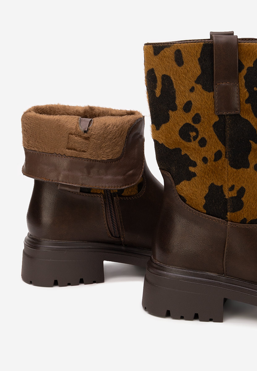 Brązowe botki płaskie Ediana Brązowe botki płaskie Ediana