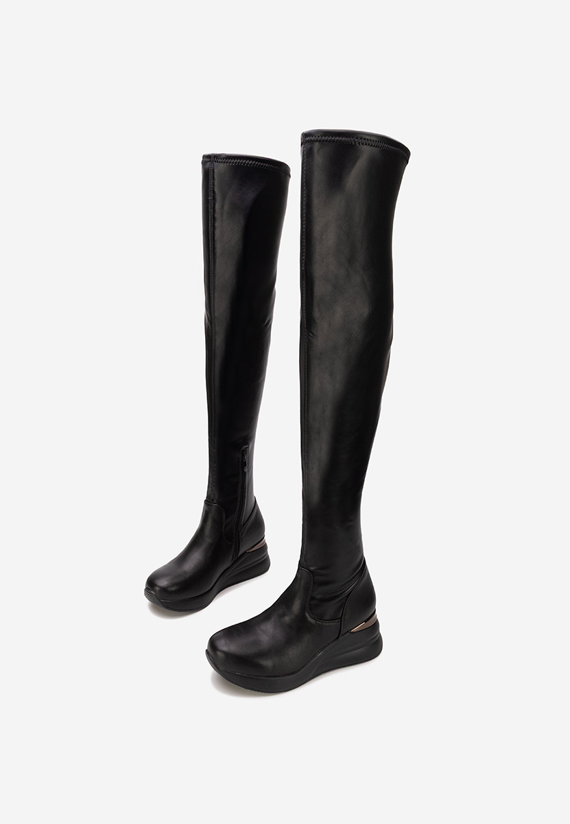 Czarne długie kozaki za kolano Janisia