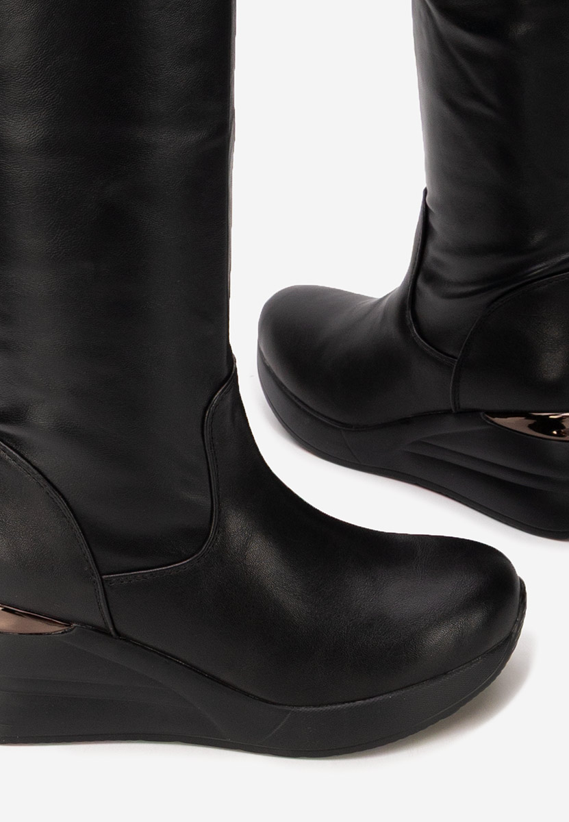 Czarne długie kozaki za kolano Janisia