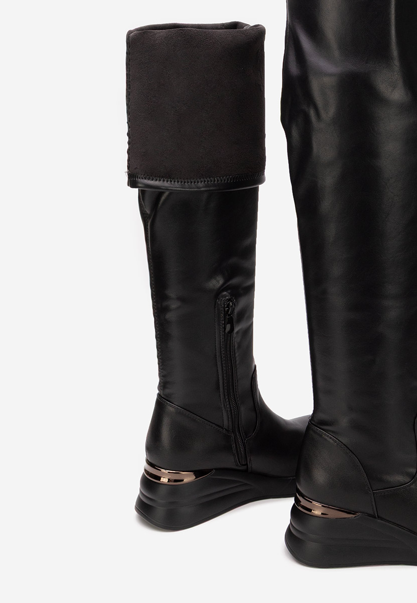 Czarne długie kozaki za kolano Janisia