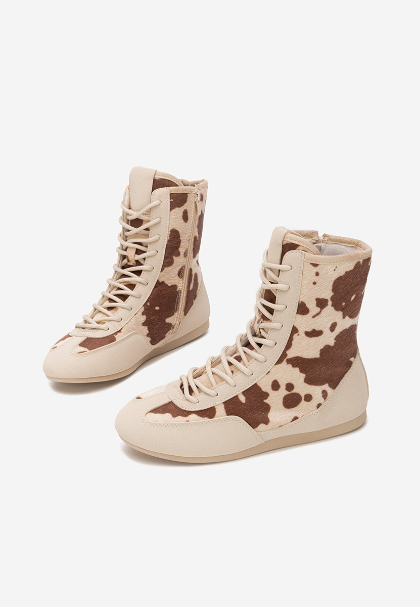 Beżowe trampki wysokie damskie Rosira