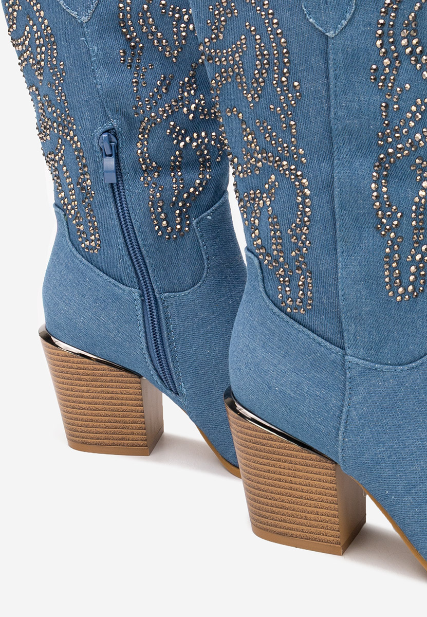 Granatowe kozaki kowbojki damskie Ysrana V2