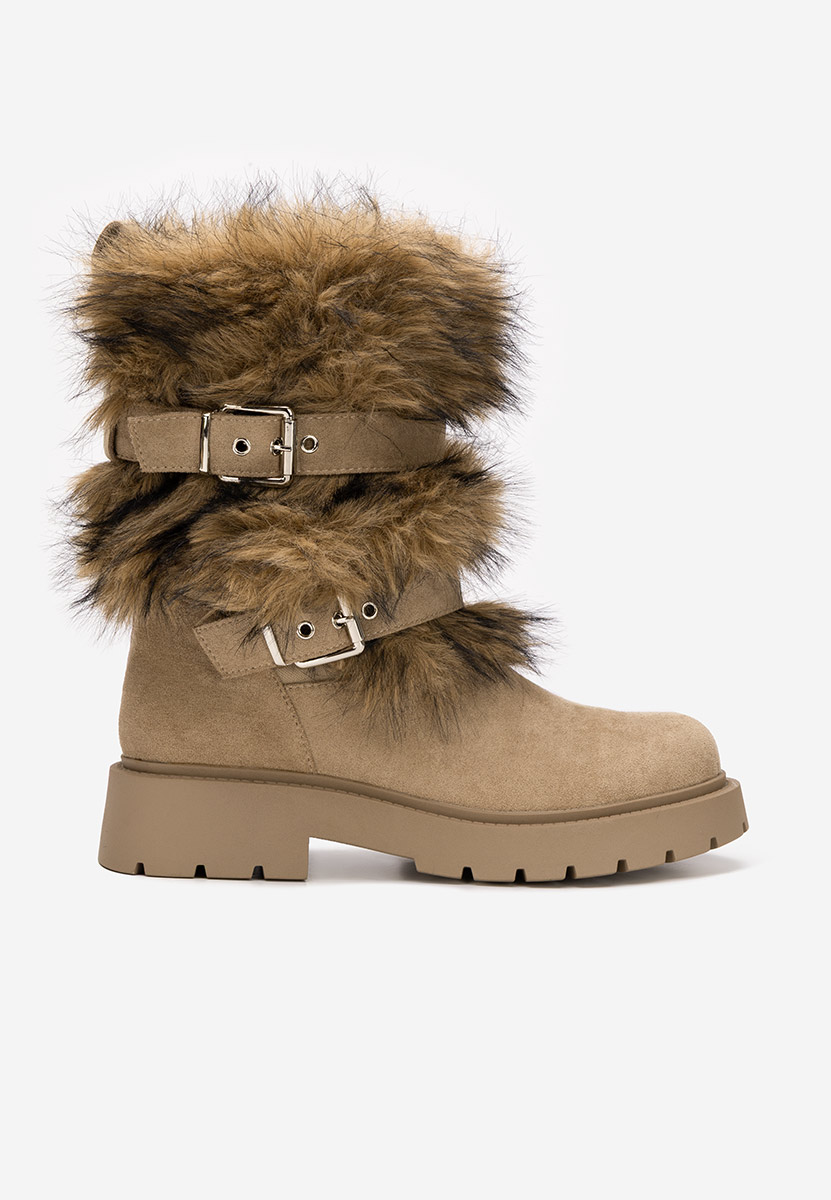 Khaki zimowe buty damskie Nelisia