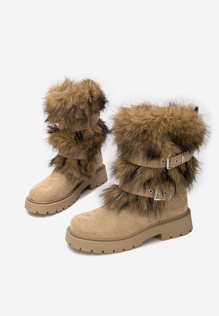 Khaki zimowe buty damskie Nelisia