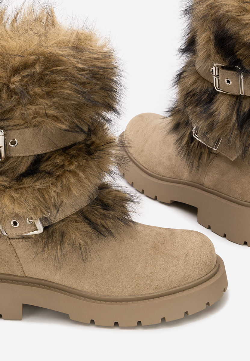 Khaki zimowe buty damskie Nelisia