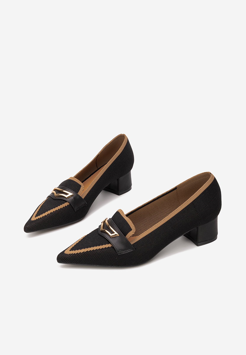 Czarne czółenka na niskim obcasie Dianey