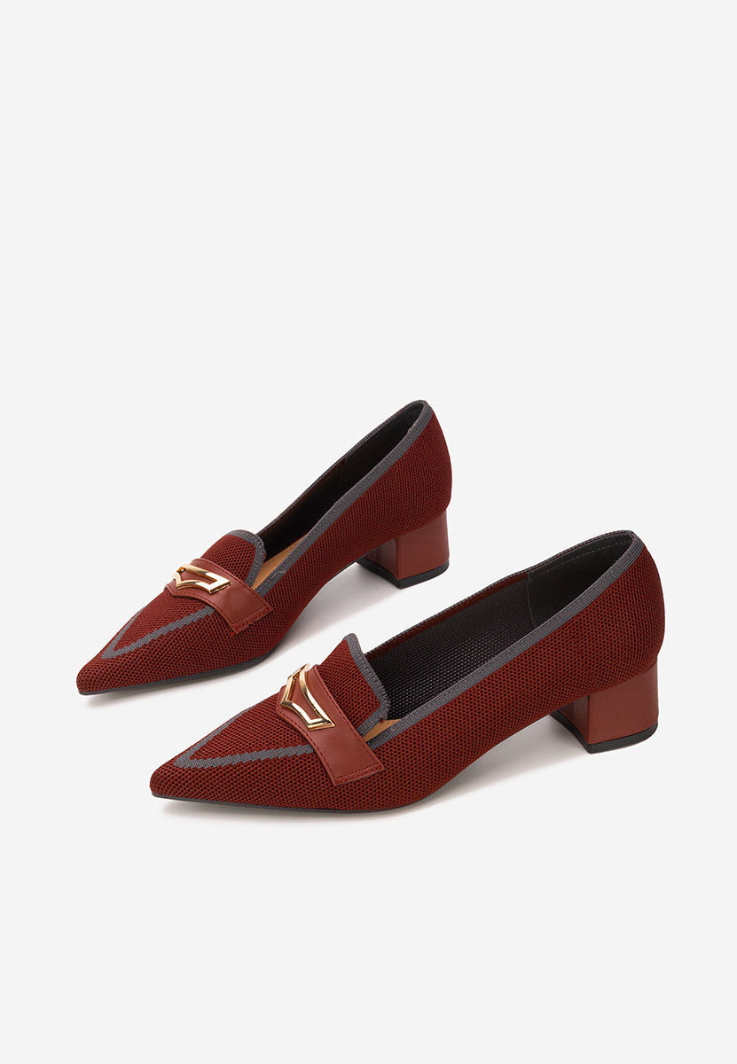 Bordowe czółenka na niskim obcasie Dianey