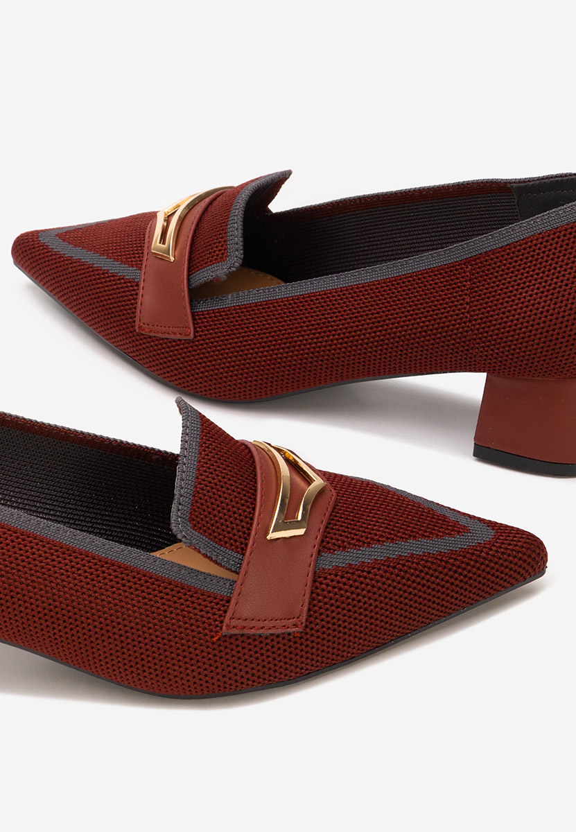 Bordowe czółenka na niskim obcasie Dianey