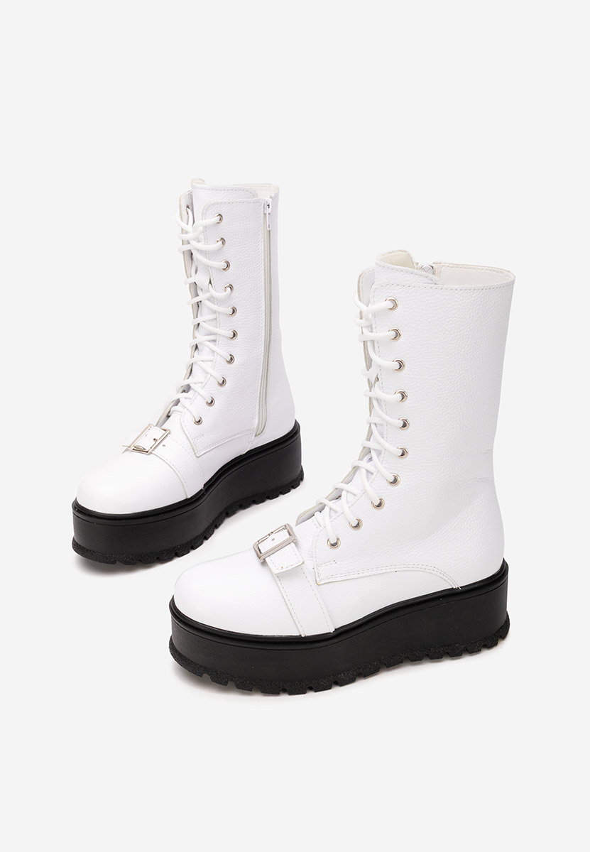 Białe botki damskie skórzane Sorelia