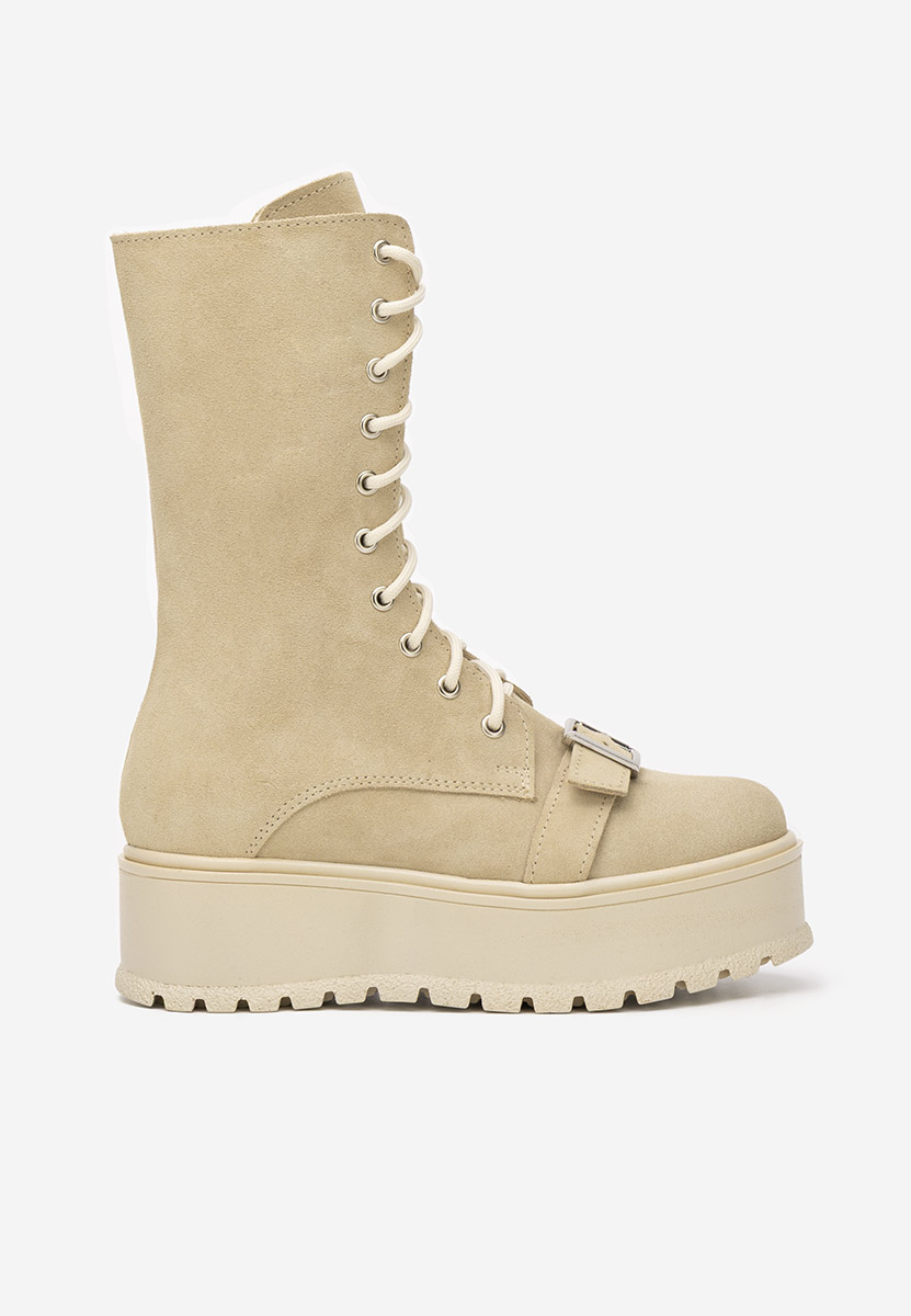 Beżowe botki damskie skórzane Sorelia