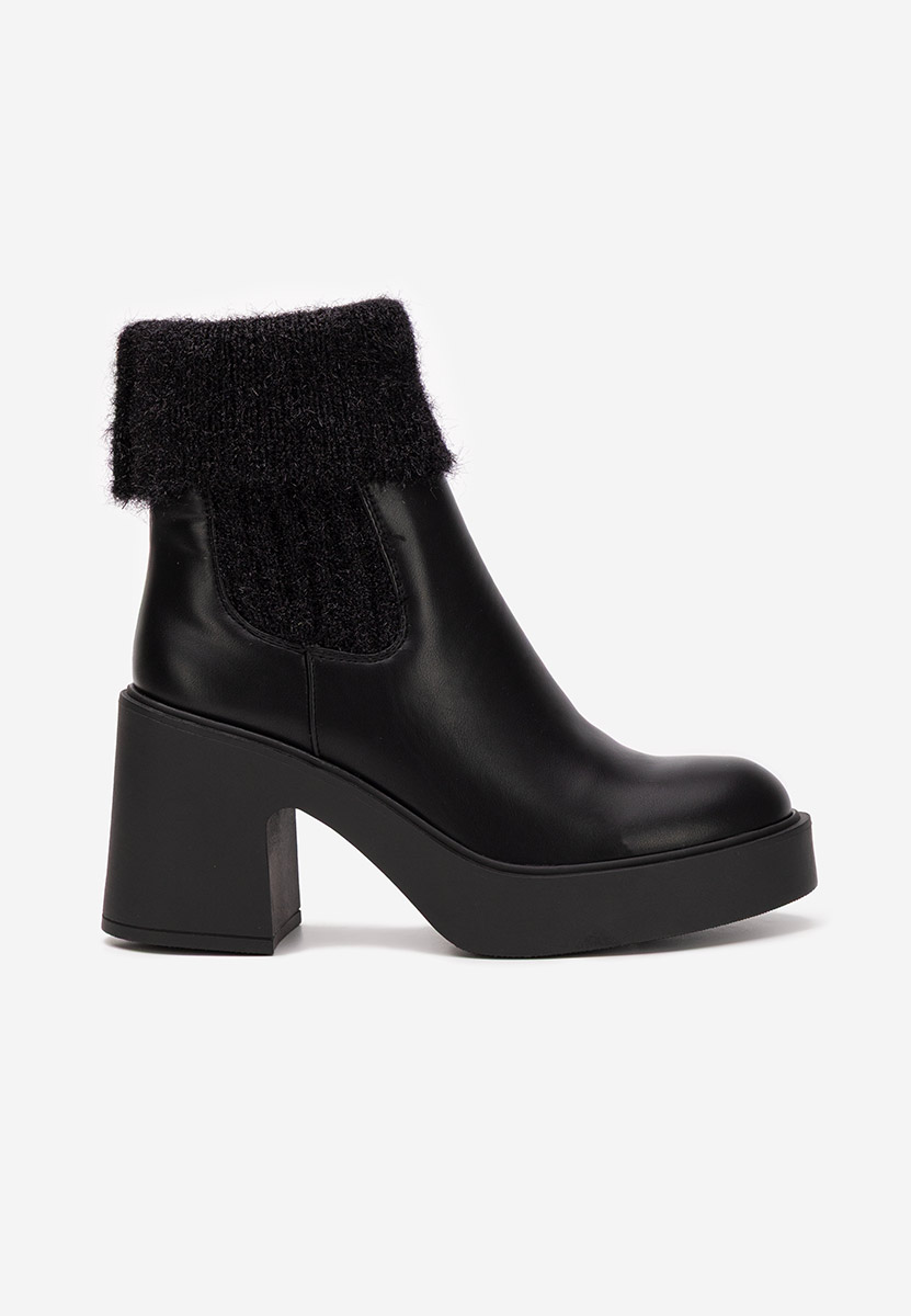 Czarne botki płaskie z elastyczną cholewką Philippa